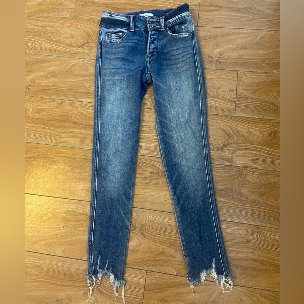 Flying monkey frayed skinny jeans